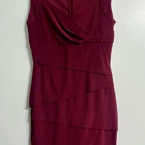 White House Black Market Layered Burgundy Dress